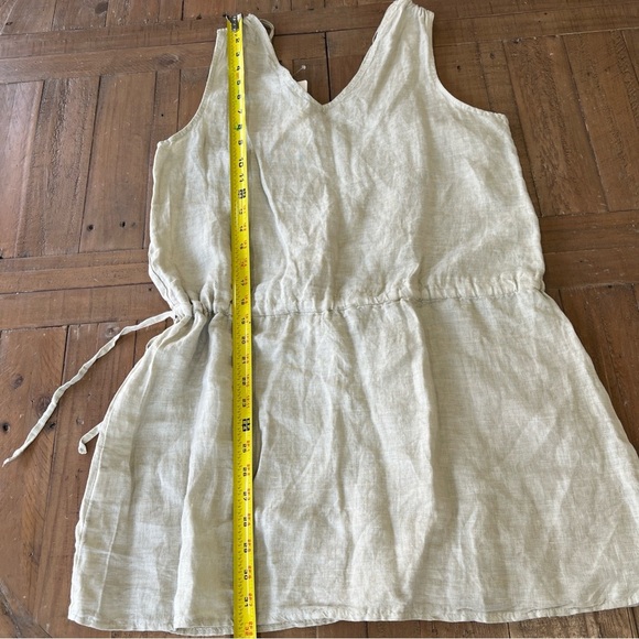 Valentina naldi Italian natural linen vneck cinch waist mini dress large nwt - Picture 6 of 7